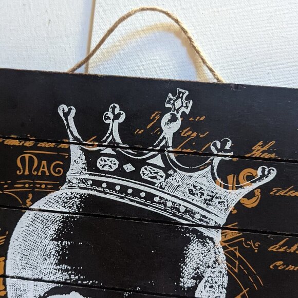 NWT Black Wood Skull Sign Gothic Skeleton Retro Halloween Rustic Home Wall Decor - Picture 3 of 5